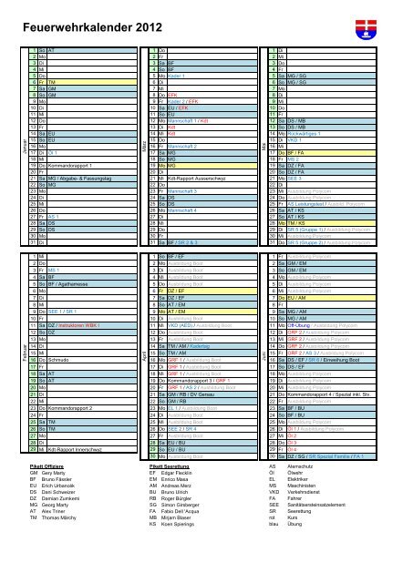 Feuerwehrkalender 2012 - Feuerwehr Ingenbohl-Brunnen