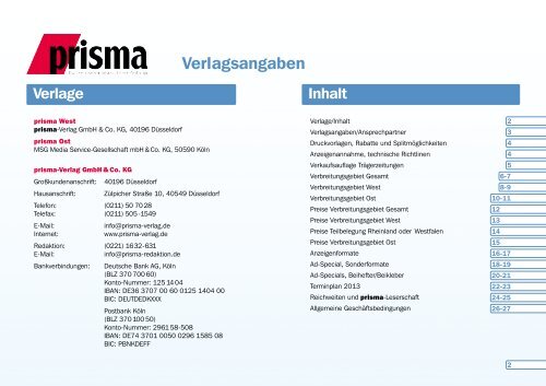 Prisma Tarif 2013 - prisma Verlag
