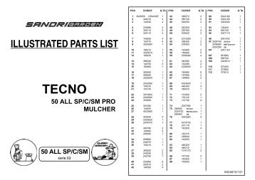 ILLUSTRATED PARTS LIST 50 ALL SP/C/SM PRO MULCHER