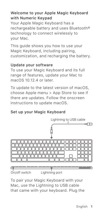 Apple Magic Keyboard with Numeric Keypad - Guide de lâutilisateur - Magic Keyboard with Numeric Keypad - Guide de lâutilisateur