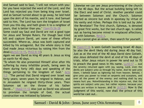 Parallels in Samuel: Samuel to John & David to Christ