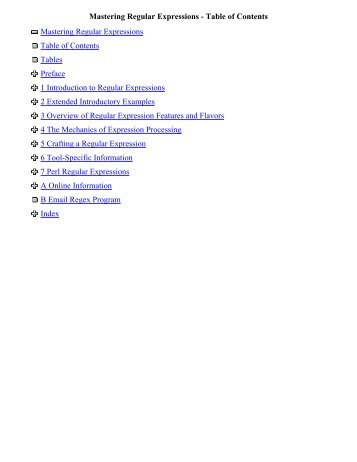 Mastering Regular Expressions - Table of Contents