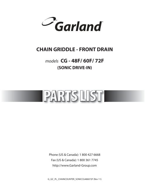 CHAIN GRIDDLE - FRONT DRAIN models CG ... - Garland Group