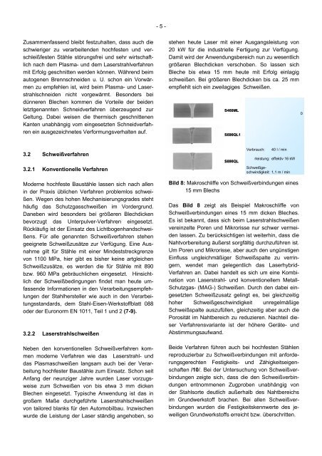 Besonderheiten beim Schweißen und Schneiden hochfester Stähle ...