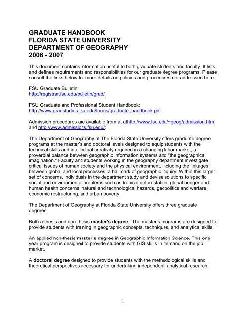 graduate handbook florida state university department of geography ...