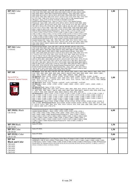 Ankaufliste Preisliste buylist volle unused Toner Tintenpatronen Juli2017