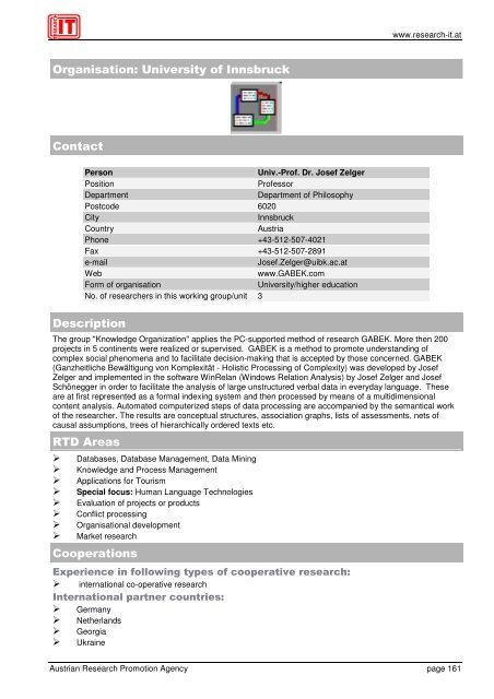 Research IT Austria - FFG 7. Rahmenprogramm