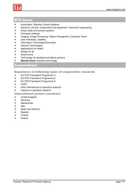 Research IT Austria - FFG 7. Rahmenprogramm