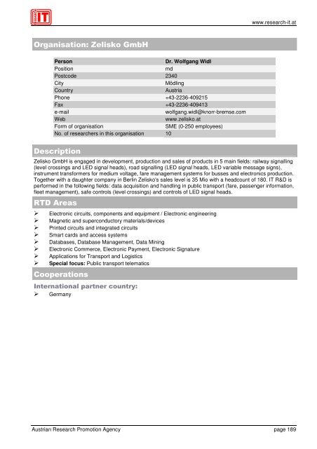 Research IT Austria - FFG 7. Rahmenprogramm