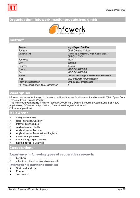 Research IT Austria - FFG 7. Rahmenprogramm