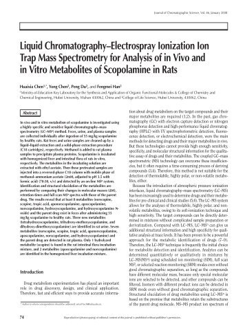 Liquid Chromatography–Electrospray Ionization Ion Trap Mass ...
