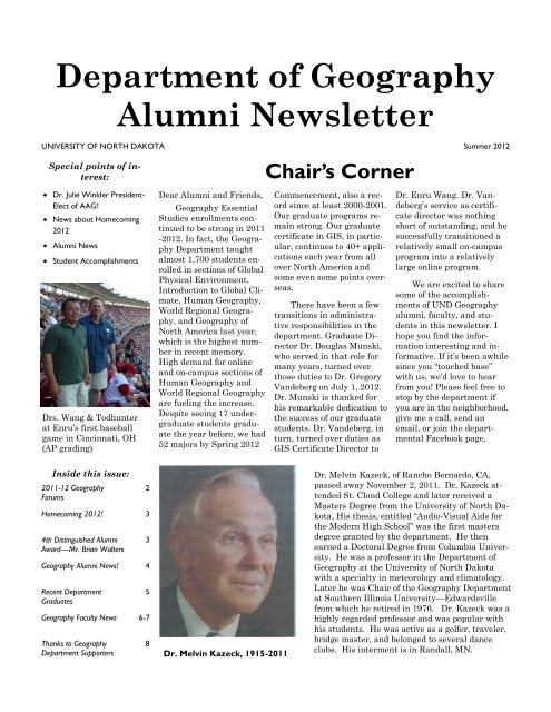 Department of Geography Alumni Newsletter - Arts & Sciences ...