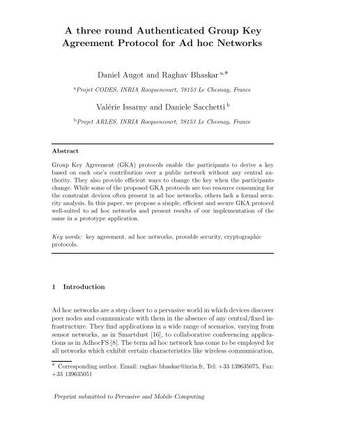 A three round Authenticated Group Key Agreement Protocol for Ad ...
