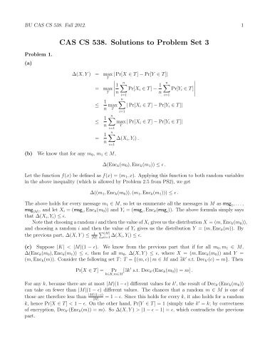 CAS CS 538. Solutions to Problem Set 3