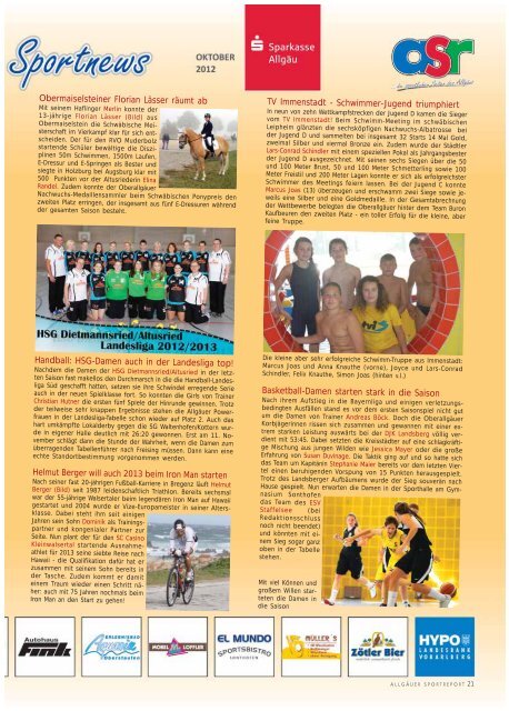 ASR Sport Ausgabe November 2012 - Allgäu Sport Report