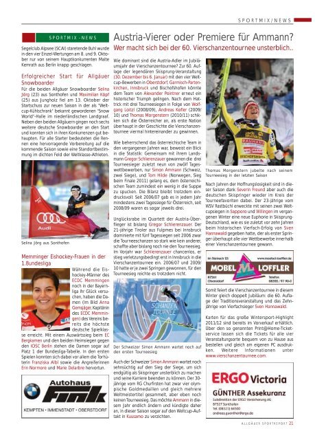 ASR Sport Ausgabe November 2011 - Allgäu Sport Report