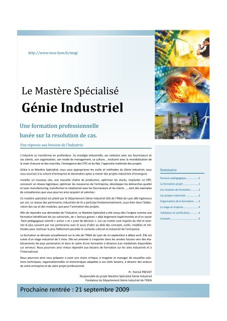 Génie Industriel - Département Génie Industriel - INSA de Lyon