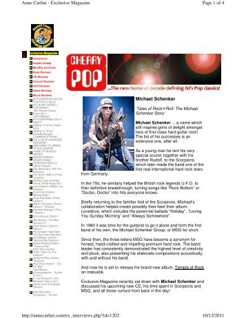 Michael Schenker Page 1 of 4 Anne Carlini - Exclusive Magazine 10 ...