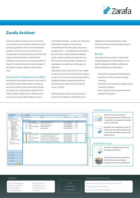 Zarafa Archiver feature list - msb software