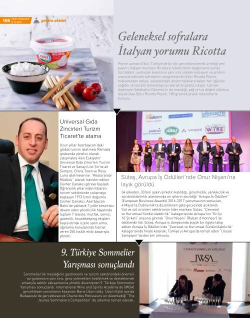 HOTEL RESTAURANT  MAGAZINE HAZİRAN 2017 SAYISI