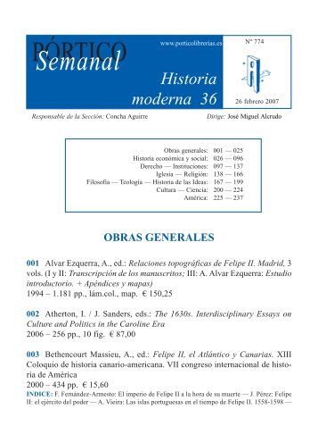 Portico Semanal 774 - Historia moderna 36 - Pórtico librerías