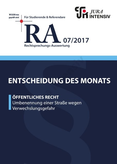 RA 07/2017 - Entscheidung des Monats