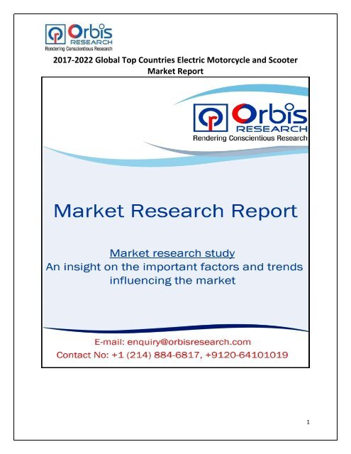 2017-2022 Global Top Countries Electric Motorcycle and Scooter Market Report