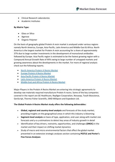 Global Protein A Resins Market- Analysis, Size, Share, Growth, Trends, and Forecasts