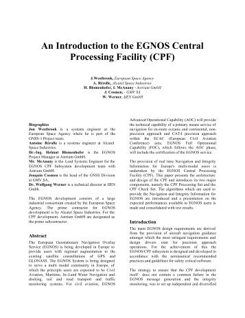 An Introduction to the EGNOS Central Processing Facility (CPF) - ESA