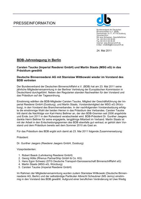 BDB-Jahrestagung in Berlin Carsten Taucke - Bundesverband der ...