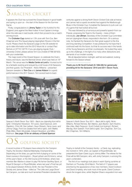 SUMMER 2012 ISSUE No. 150 - Shrewsbury School