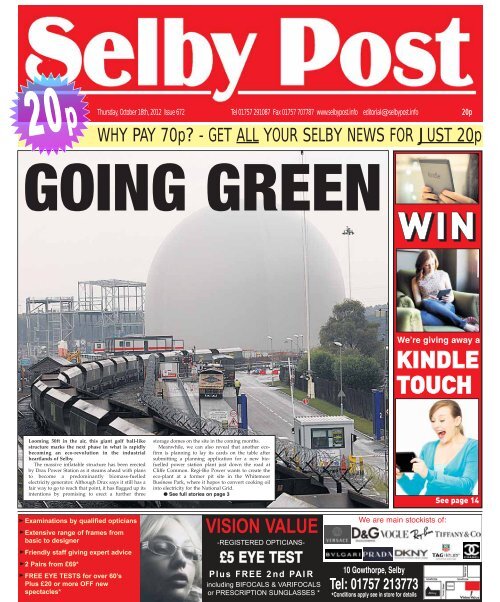 Selby Post 18 0ctober 2012 - Front Page