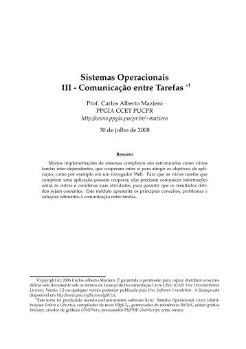 Sistemas Operacionais III - Comunicação entre Tarefas