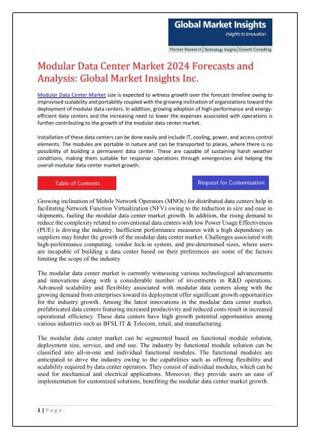 Modular Data Center Market  Global Research and Analysis 2024