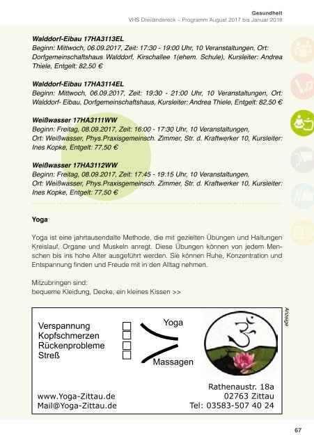 Programmheft Herbst 2017 - VHS Dreiländereck