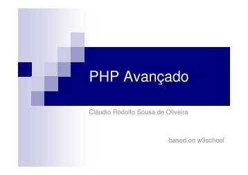 PHP Avançado - Homepage do Prof. Cláudio Rodolfo S. de Oliveira