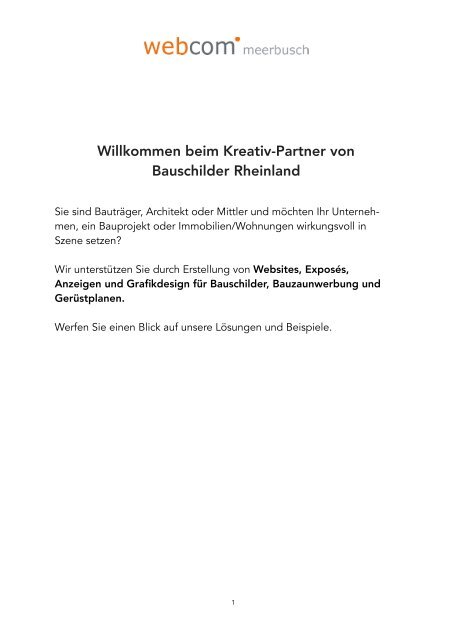 Webcom-Meerbusch Kommunikation und Design in Kooperation mit Bauschilder Rheinland