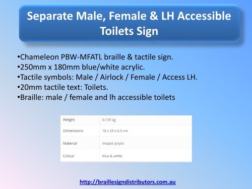 Separate Male, Female & LH Accessible Toilets Sign