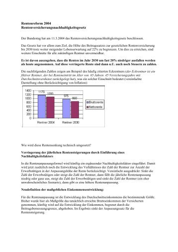 Rentenreform 2004 Rentenversicherungsnachhaltigkeitsgesetz