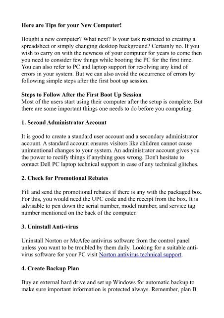 Here are Tips for your New Computer!