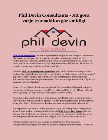 Phil Devin Consultants - Att göra varje transaktion går smidigt