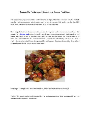 Discover the Fundamental Regards to a Chinese Food Menu - Grand Szechuan