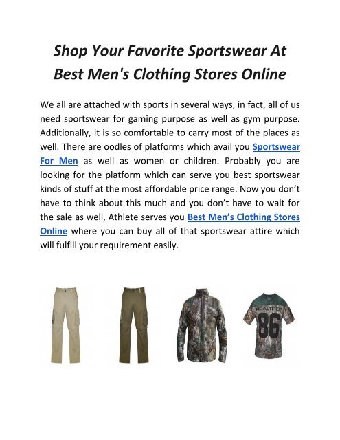 Shop Your Favorite Sportswear At Best Men's Clothing Stores Online