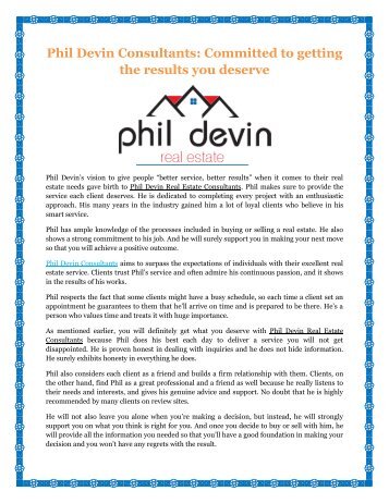 Phil Devin Consultants: Committed to getting the results you deserve