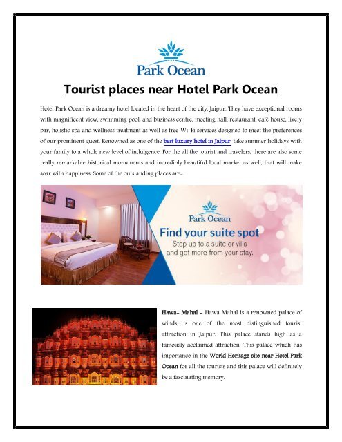 Tourist places near Hotel Park Ocean