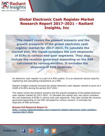 Global Electronic Cash Register Market Research Report 2017-2021 - Radiant Insights