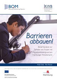 Barrieren abbauen! Bedarfsanalyse zur Teilhabe von Frauen mit Migrationshintergrund am Hamburger Arbeitsmarkt