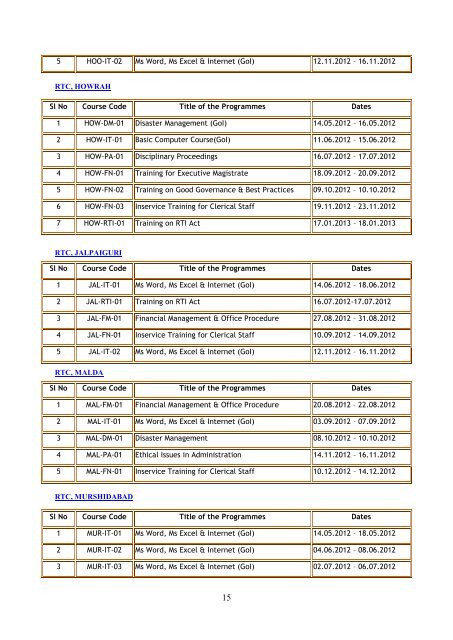 ATI Training Calendar 2012-13 - Administrative Training Institute