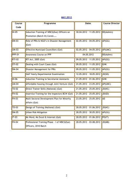 ATI Training Calendar 2012-13 - Administrative Training Institute