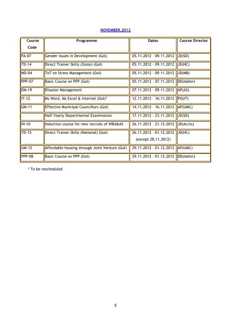 ATI Training Calendar 2012-13 - Administrative Training Institute